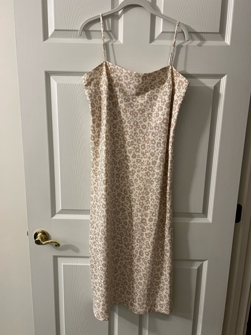 Cream & Beige Animal-Print Midi Slip Dress NWT